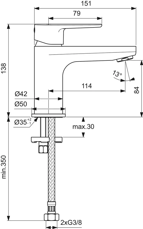 Ideal Standard Waschtischarmatur Cerafine O, H80, ohne Ablaufgarnitur, Ausladung 114mm, Chrom Ideal Standard Waschtischarmatur Cerafine O, H80, ohne Ablaufgarnitur, Ausladung 114mm, Chrom