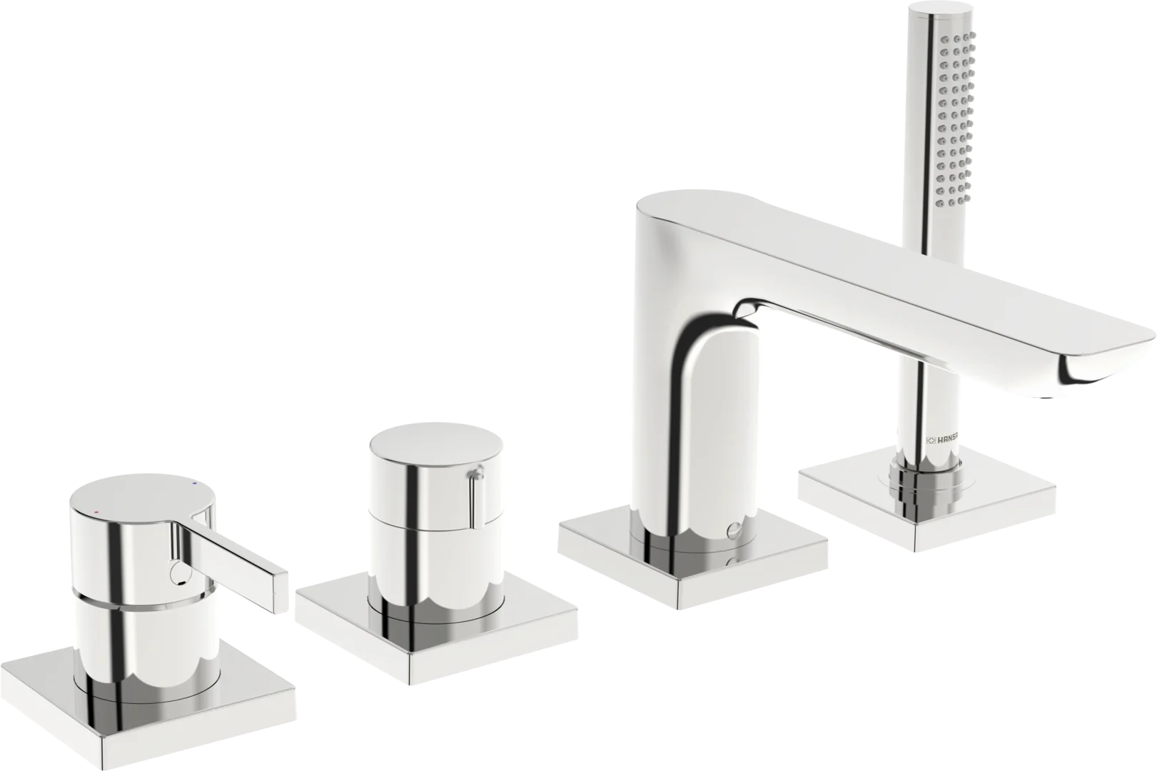 HansaLOFT Wannenarmatur HansaLOFT 5775 Einhebelmischer Fertigmontageset für Wanne/Brause 75x75 mm Chrom