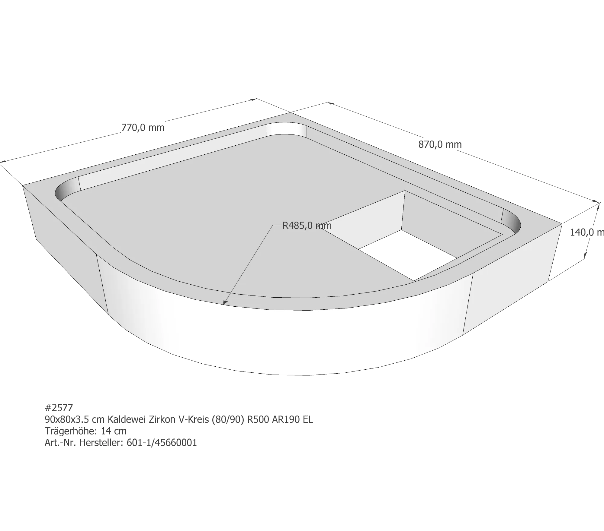 Duschwannenträger für Kaldewei Zirkon 80 × 90 × 3,5 cm Breite: 90 cm / Länge: 80 cm Duschwannenträger für Kaldewei Zirkon 80 × 90 × 3,5 cm Breite: 90 cm / Länge: 80 cm