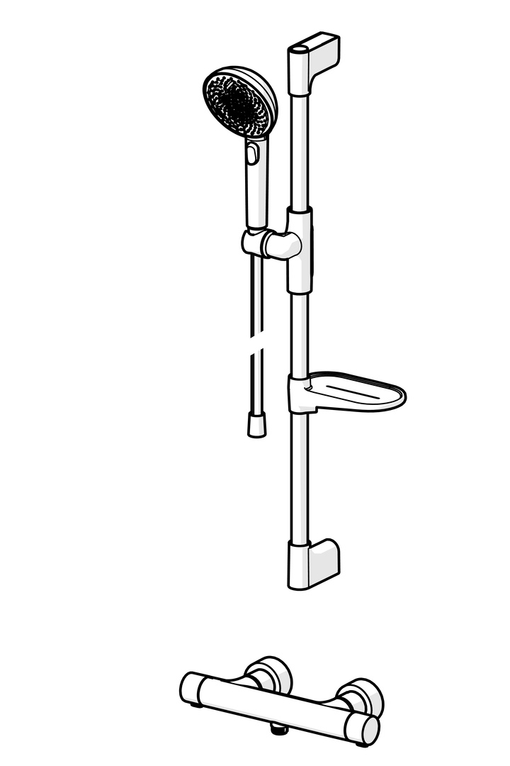 Brausebatterie mit Brausegarnitur PRISMA 4813 3-strahlig Chrom, 770 mm