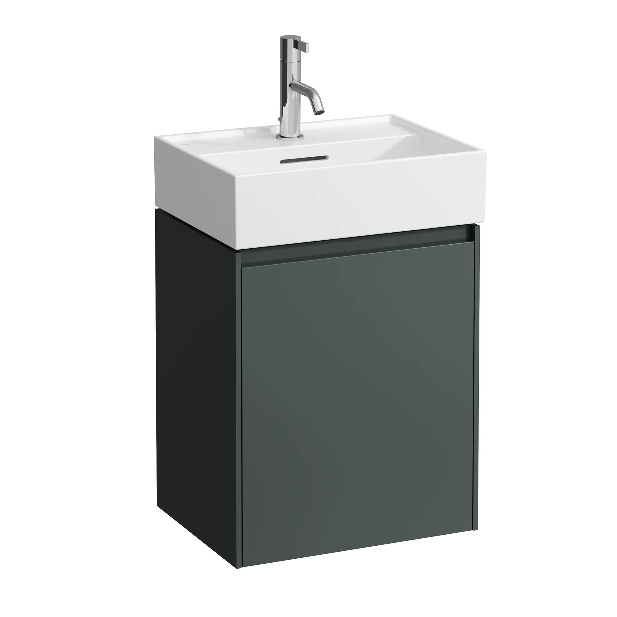 Waschtischunterbau LANI 330x437x515 1 Tür Scharnier links integrierte Griffleiste und Soft-Close 1 Glasablage (fix) für Waschtisch Kartell • H815330 weiß matt