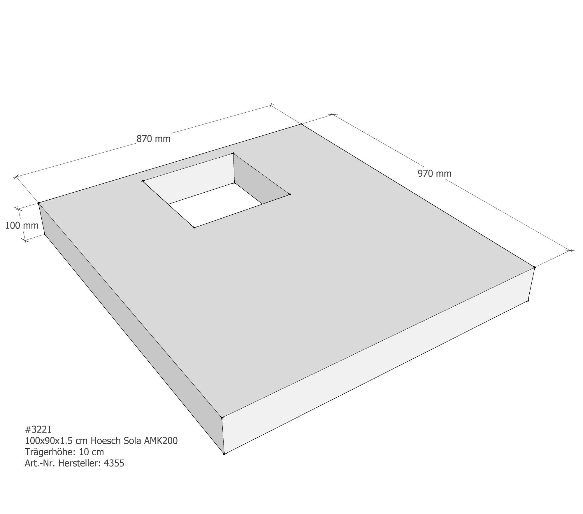Duschwannenträger für Hoesch Sola 100 × 90 × 1,5 cm Duschwannenträger für Hoesch Sola 100 × 90 × 1,5 cm