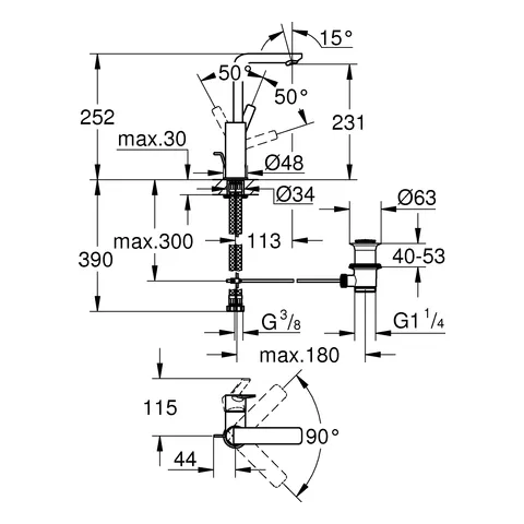 Einhand-Waschtischbatterie Lineare 23296_1, L-Size, Einlochmontage, schwenkbarer Auslauf, Zugstangen-Ablaufgarnitur 1 1/4″, chrom Einhand-Waschtischbatterie Lineare 23296_1, L-Size, Einlochmontage, schwenkbarer Auslauf, Zugstangen-Ablaufgarnitur 1 1/4″, chrom