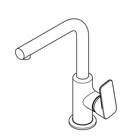 Kludi PURE&STYLE WT-EHM m. seitl. Bed. o. Ablaufgarnitur mattschwarz Waschtisch-Einhandmischer