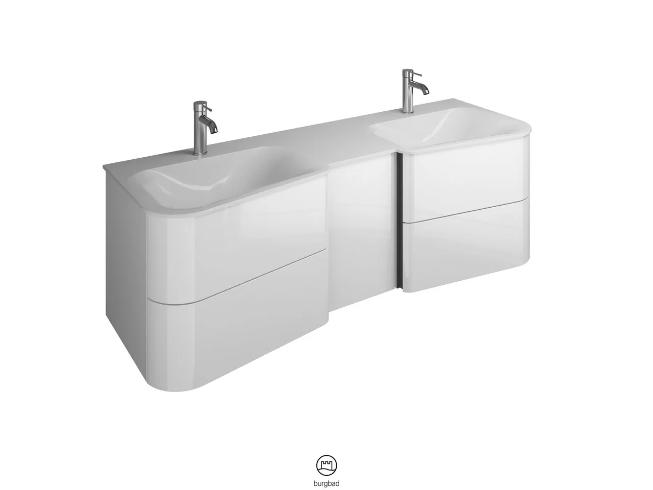burgbad Badmöbelset „Badu“ Griffleiste, Weiß, in Kieselgrau Softmatt burgbad Badmöbelset „Badu“ Griffleiste, Weiß, in Kieselgrau Softmatt