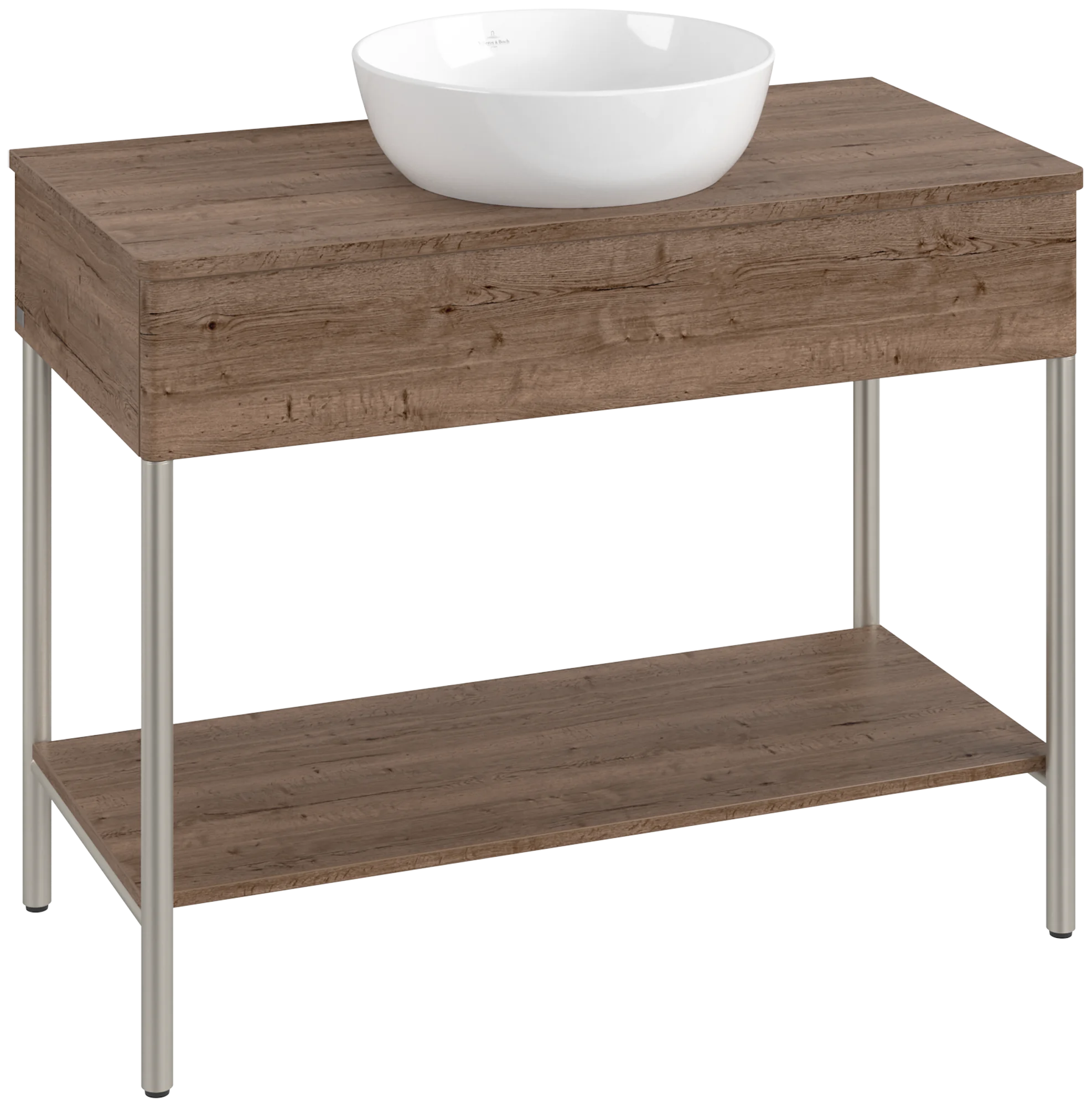 Villeroy & Boch Waschbeckenunterschrank Artis, Eckig, Tobacco Oak, 1000x782x500mm, mit Metallgestell und Beleuchtung