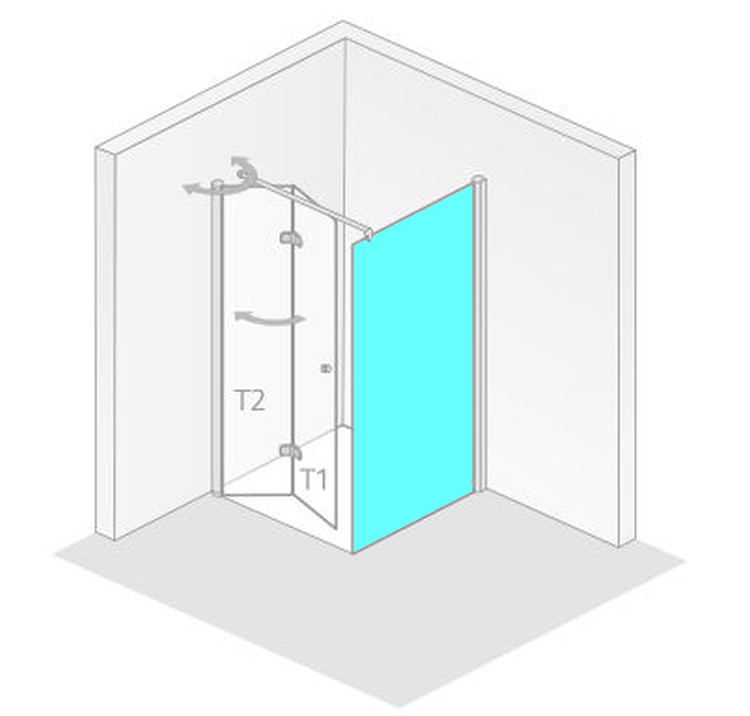 HSK teilgerahmte Seitenwand „Exklusiv“ Glas Tropfen hell (Kunstglas), Profile Chromoptik (Alu Hochglanz poliert), für #Türbreite#