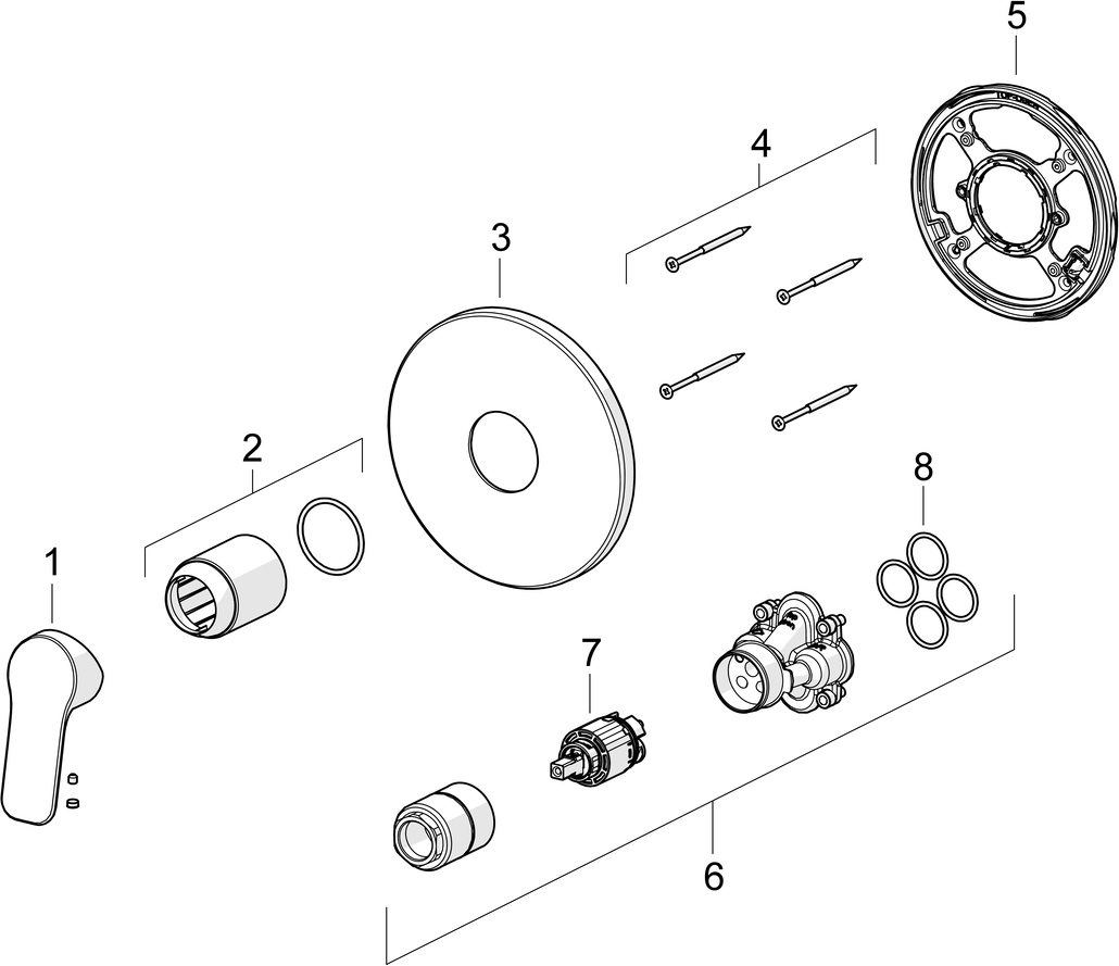 EHM Fertigset für Brause-Batterie BASIC 8056 Rosette rund Chrom