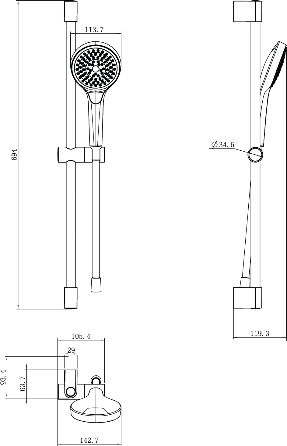 Villeroy & Boch Verve Showers Duschgarnitur TVS109007000, Chrom