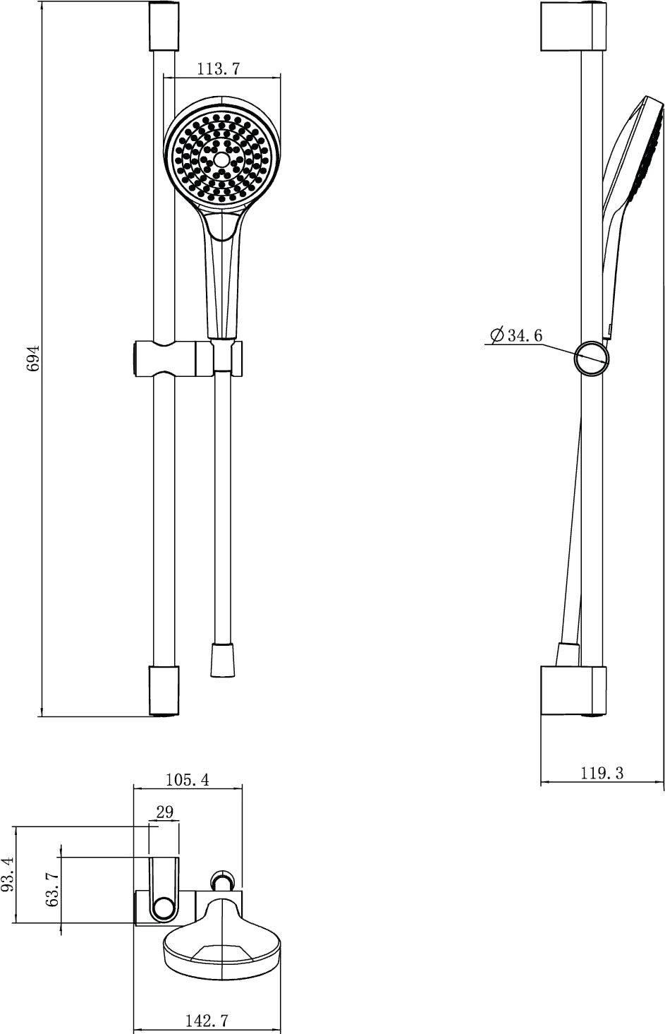 Villeroy & Boch Verve Showers Duschgarnitur TVS109007000, Chrom