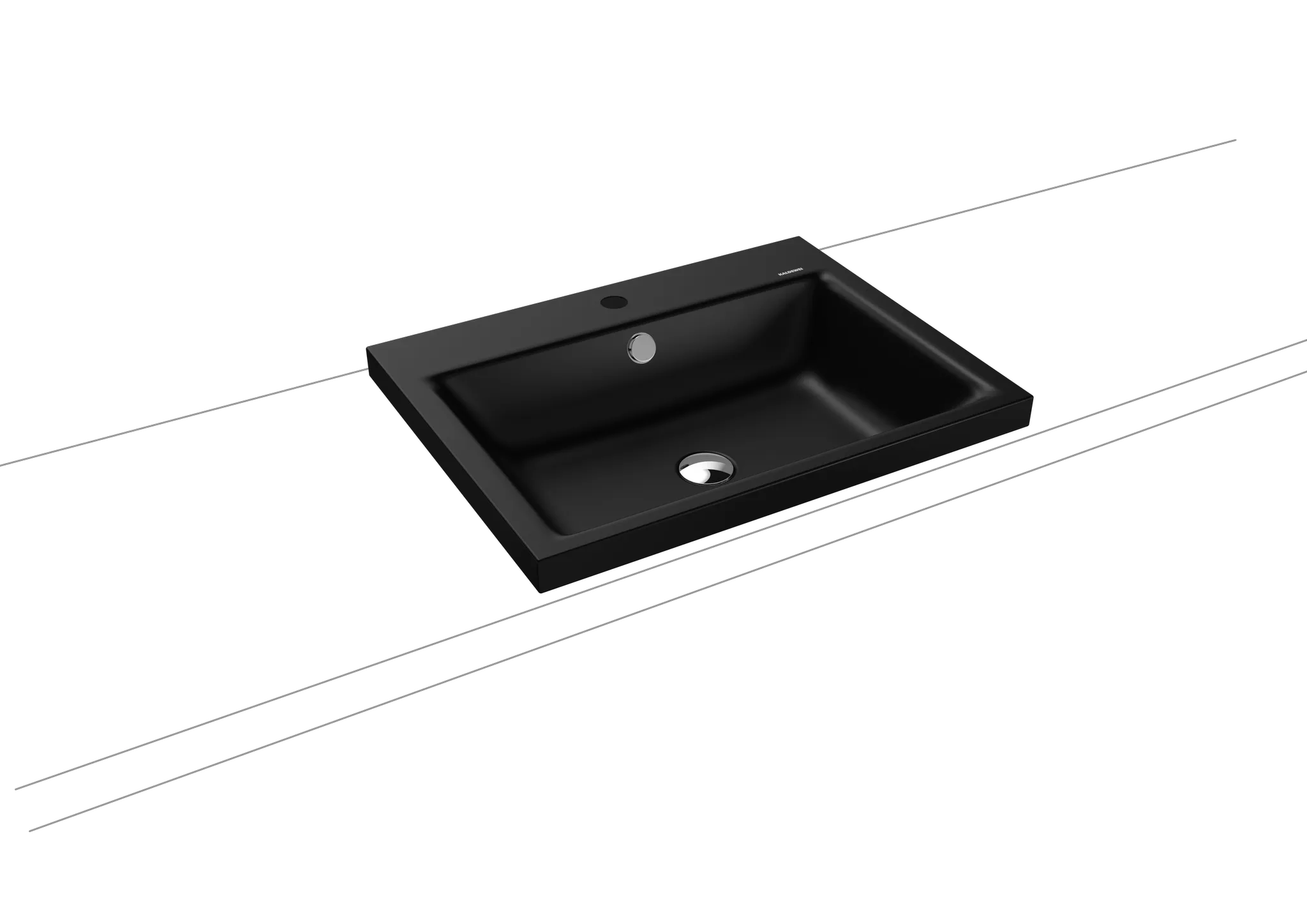 Aufsatzwaschtisch „Puro“ 60 × 46 cm, mit Überlauf, mit Hahnlochbohrung in schwarz matt mit Perl-Effekt