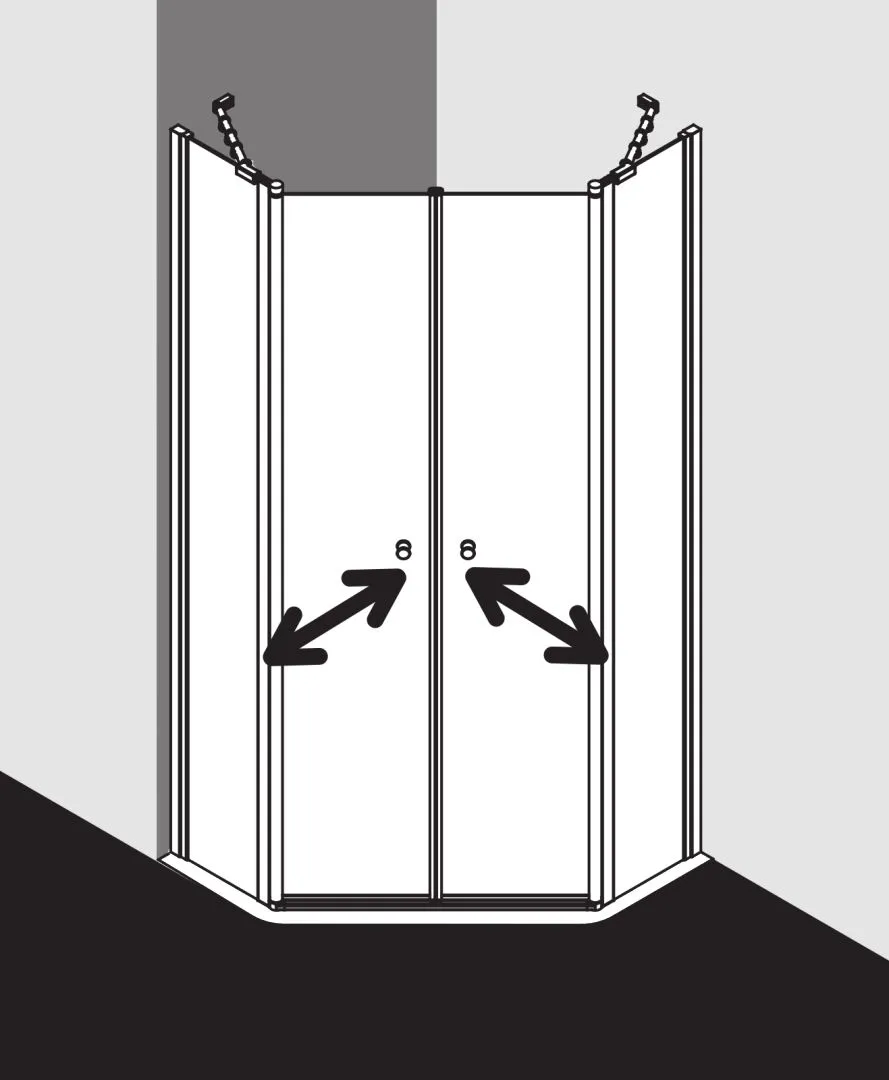 Kermi Duschdesign IBIZA 2000 Fünfeck-Duschkabine (Pendeltüren mit Festfeldern) weiß Kermi Duschdesign IBIZA 2000 Fünfeck-Duschkabine (Pendeltüren mit Festfeldern) weiß