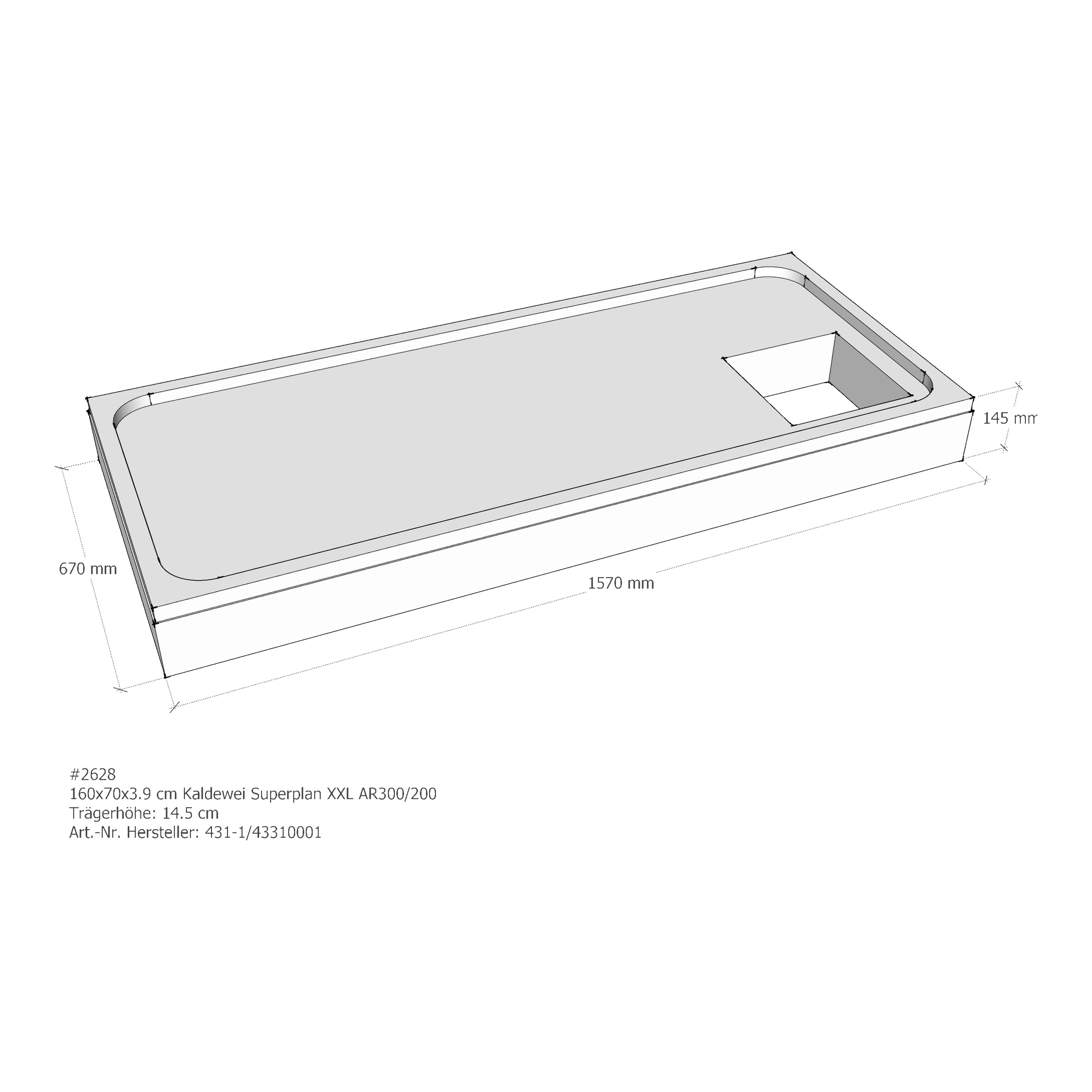 Duschwannenträger für Kaldewei Superplan XXL 160 × 70 × 3,9 cm