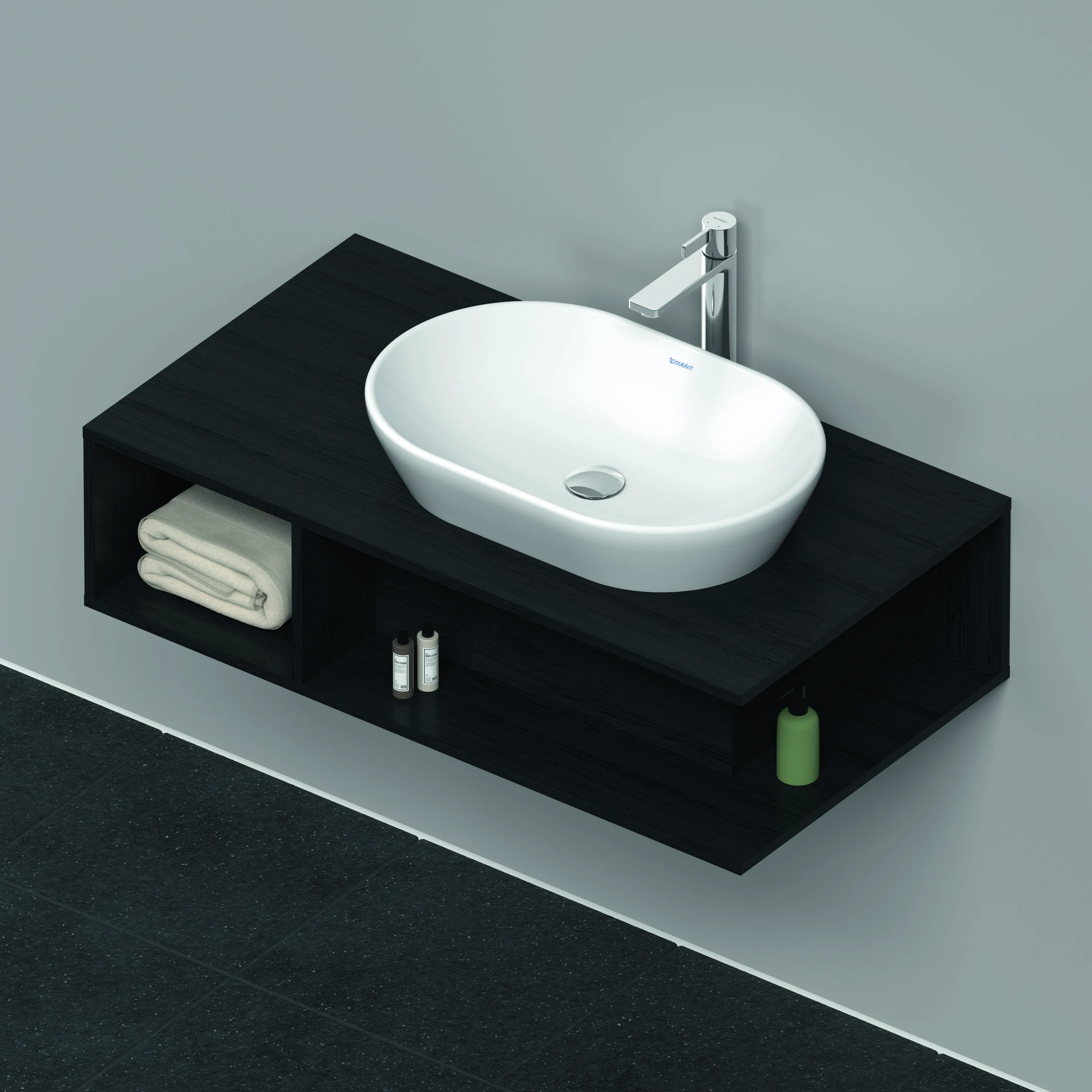 Duravit Waschtischunterschrank wandhängend „D-Neo“ 100 × 26 × 55 cm Eiche Schwarz