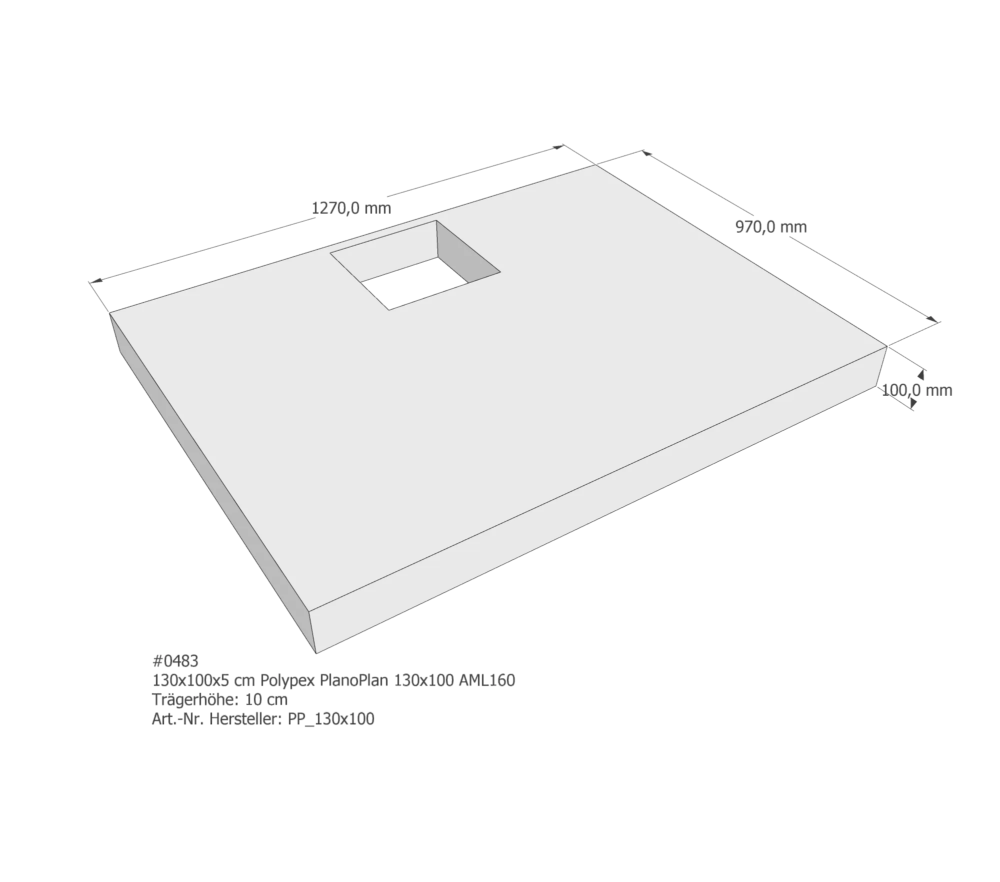 Duschwannenträger passend für Polypex PlanoPlan 130 × 100 × 5 cm