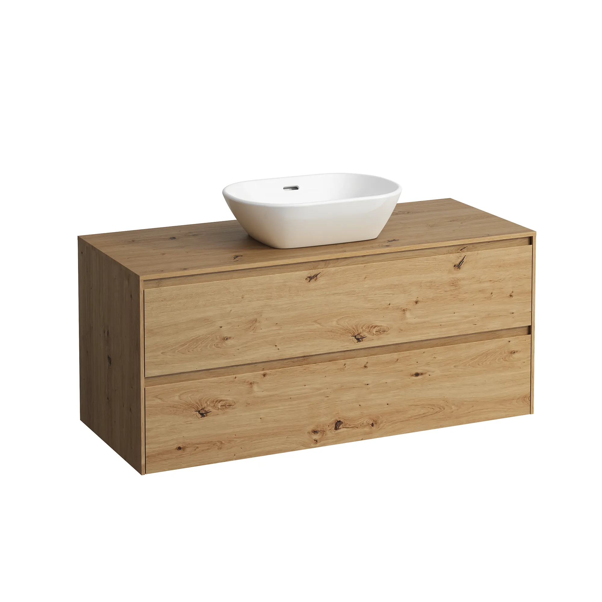 Laufen Waschtischunterbau + Waschtischplatte LANI Wildeiche, 493x1182x527 mm, 2 Schubladen mit Vollauszug und Soft-Close Laufen Waschtischunterbau + Waschtischplatte LANI Wildeiche, 493x1182x527 mm, 2 Schubladen mit Vollauszug und Soft-Close