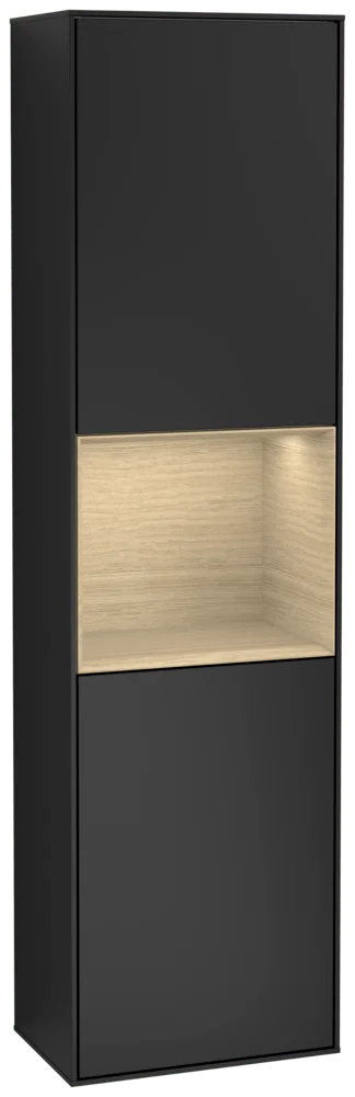 Villeroy & Boch Finion Hochschrank G46, 418x1516x270mm, Black Matt Lacquer / Oak Veneer