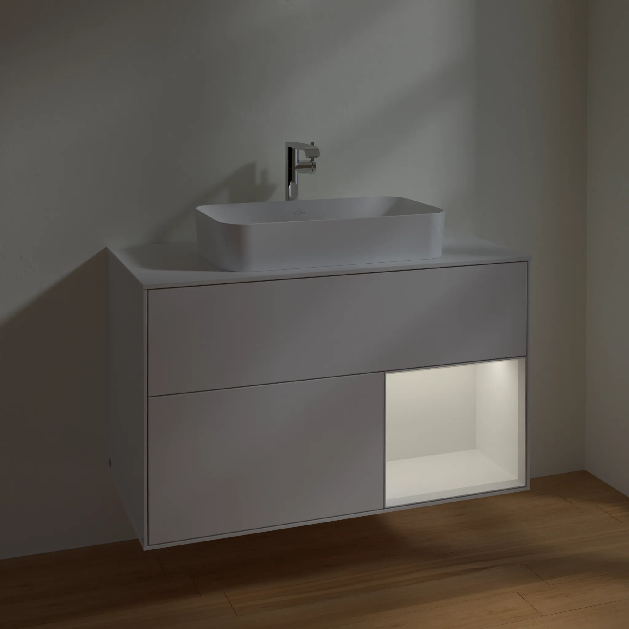 Villeroy & Boch Waschtischunterschrank „Finion“ für Schrankwaschtisch 1000 × 603 × 501 mm Glossy White Lacquer, für Becken mittig, mit Hahnlochbohrung