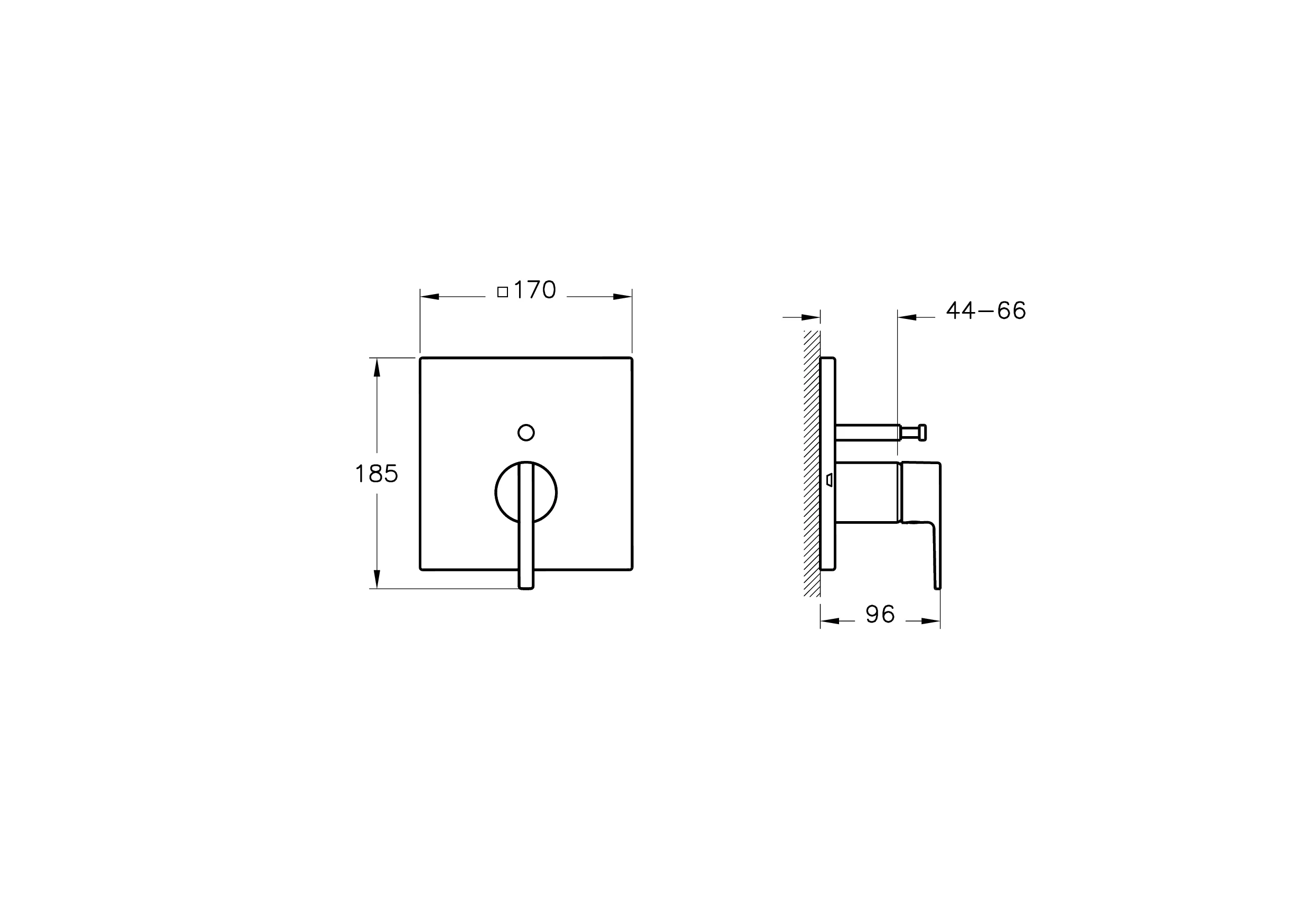 VitrA Suit Einhebel-Wannen- und Brausearmatur V-Box Chrom, Unterputzmontage, Rosette 170 x 170 mm, automatische Wanne/Brause-Umstellung VitrA Suit Einhebel-Wannen- und Brausearmatur V-Box Chrom, Unterputzmontage, Rosette 170 x 170 mm, automatische Wanne/Brause-Umstellung