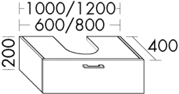 Waschtischunterschrank Sys30 von burgbad - 400x600x200 mm, 1 Schublade, inkl. Metallkonsolen