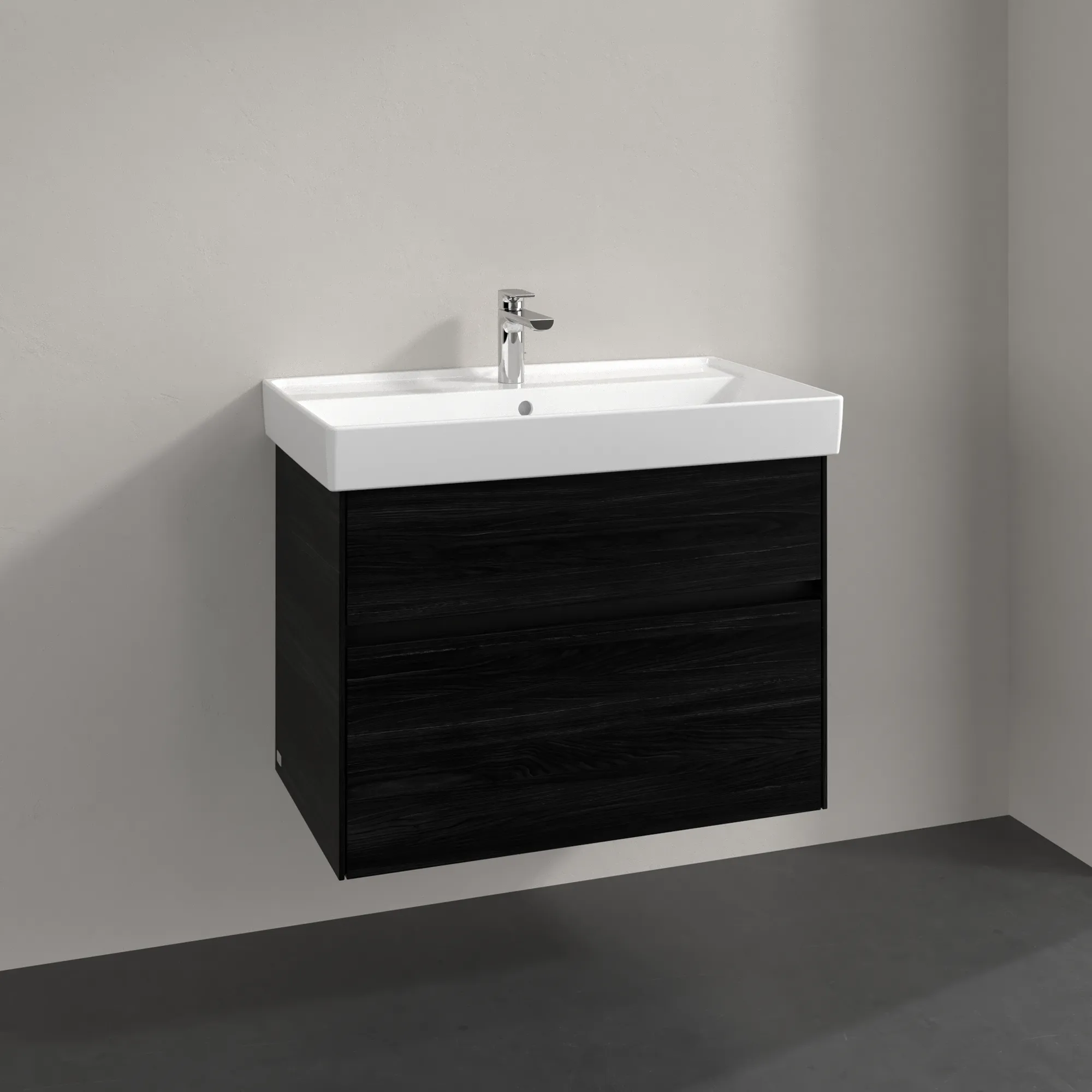 Villeroy & Boch Waschbeckenunterschrank Collaro C01000, 754 x 546 x 444 mm, Black Oak, mit SoftClosing und integrierten Aluminiumgriffen Villeroy & Boch Waschbeckenunterschrank Collaro C01000, 754 x 546 x 444 mm, Black Oak, mit SoftClosing und integrierten Aluminiumgriffen