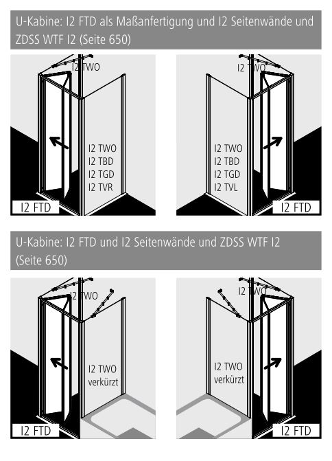 Kermi Duschtür Falttür für Nische und Ecke „IBIZA 2000“ 200 cm Glas Klar, Profile Silber Mattglanz, Anschlag links und rechts, Falttür