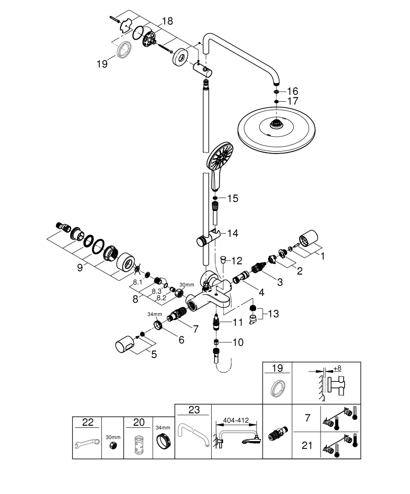 Duschsystem Rainshower SmartActive 310 26657, 450 mm Duscharm, mit Aufputz-Thermostat-Wannenbatterie, Wandmontage, Kopfbrause, Handbrause, chrom Duschsystem Rainshower SmartActive 310 26657, 450 mm Duscharm, mit Aufputz-Thermostat-Wannenbatterie, Wandmontage, Kopfbrause, Handbrause, chrom