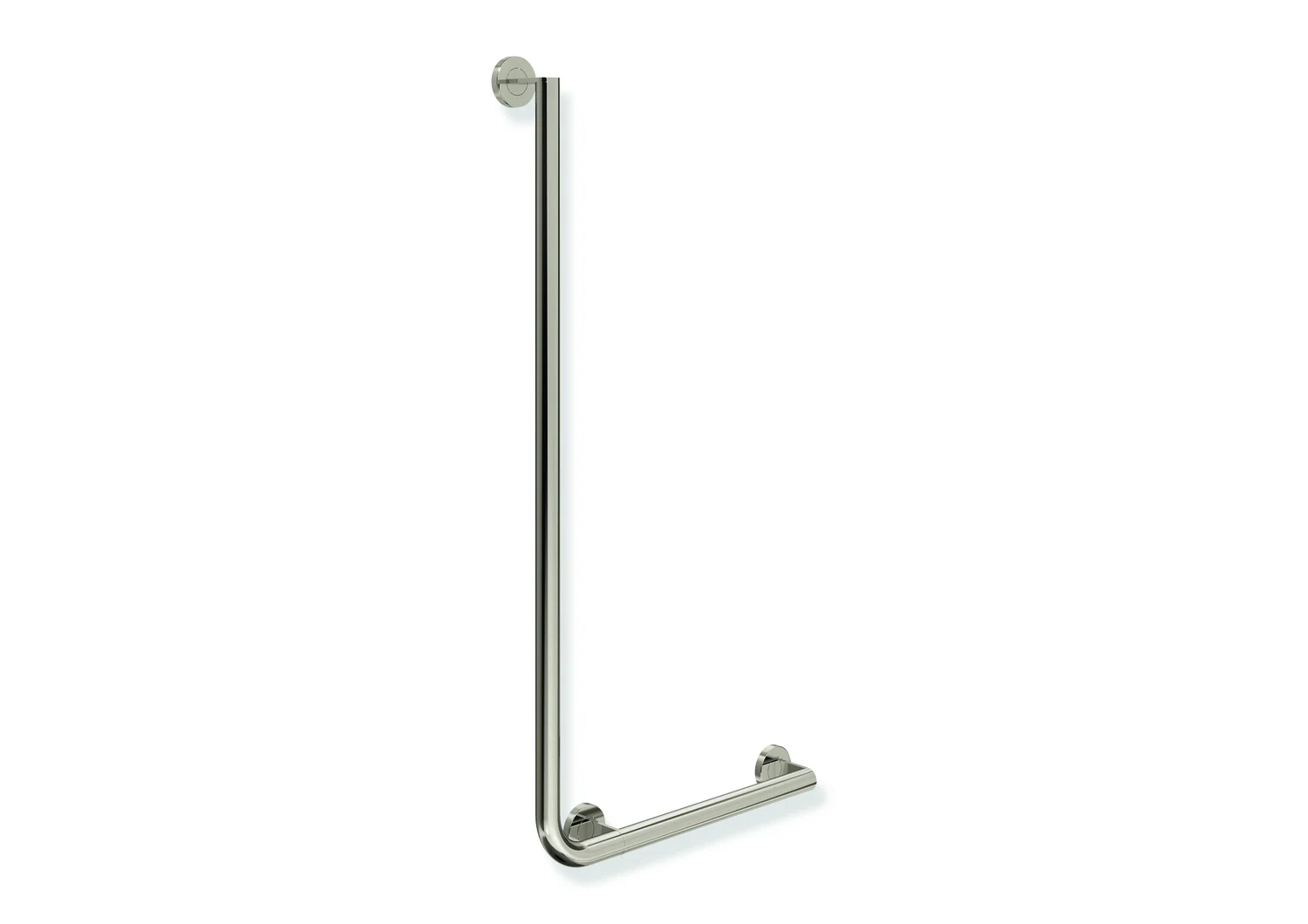 HEWI Winkelgriff System 900, Edelstahl PVD nickelglänzend, waagerecht 500 mm, senkrecht 1000 mm, Durchmesser 32 mm, rechts