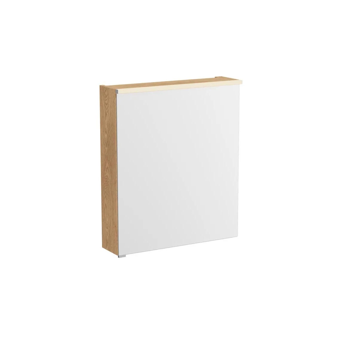 New Metropole Edge LED-Spiegelschrank mit 1 Spiegeltüre Türanschlag rechts 60 x 18 x 70 cm (BxTxH) Echtholzfurnier Eiche Hell