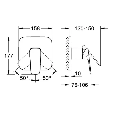 Grohe Cubeo Einhand-Brausebatterie, Fertigmontageset für Rapido SmartBox 35 604, chrom Grohe Cubeo Einhand-Brausebatterie, Fertigmontageset für Rapido SmartBox 35 604, chrom