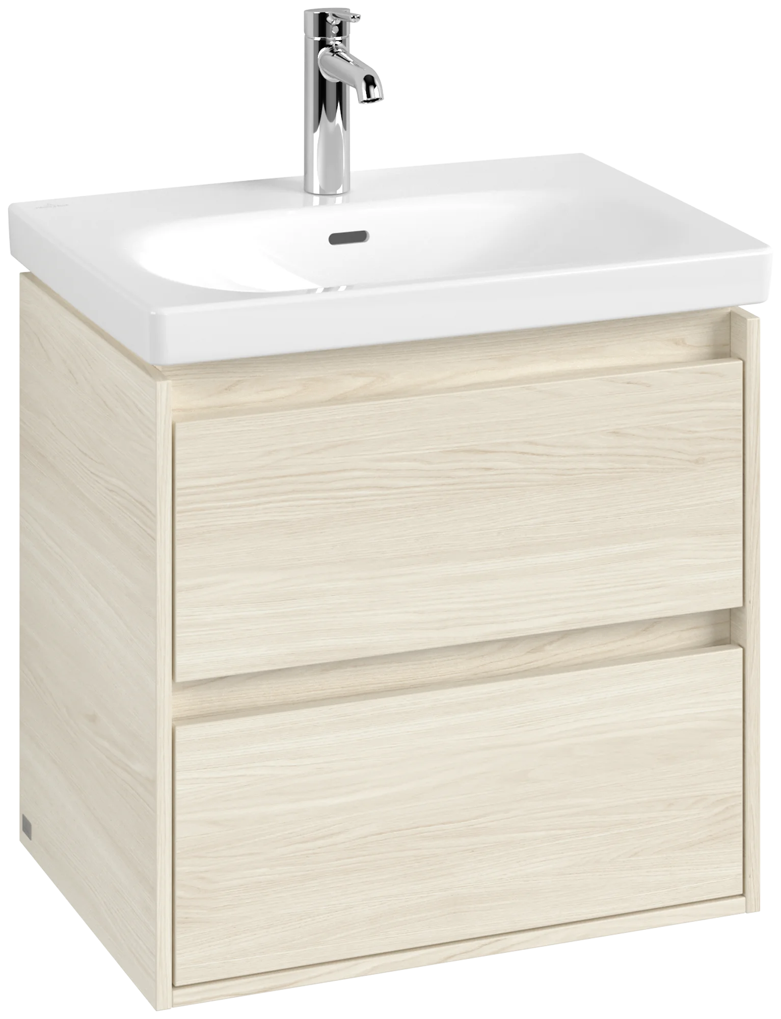 Villeroy & Boch Waschbeckenunterschrank Skyla, eckig, White Oak, 622 x 596 x 439 mm, mit SoftClosing, 1 Auszug, 2 Auszüge, mittige