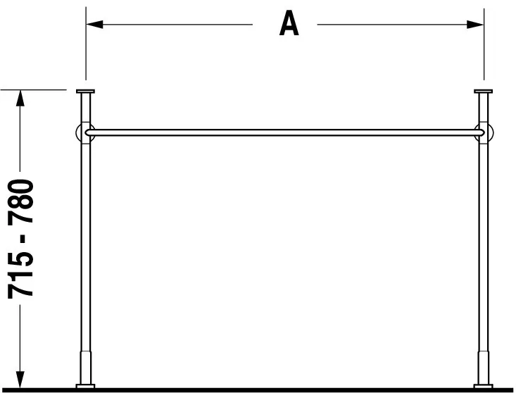 Duravit Metallkonsole Vero, Chrom Poliert, höhenverstellbar, 440x1200x715-780 mm