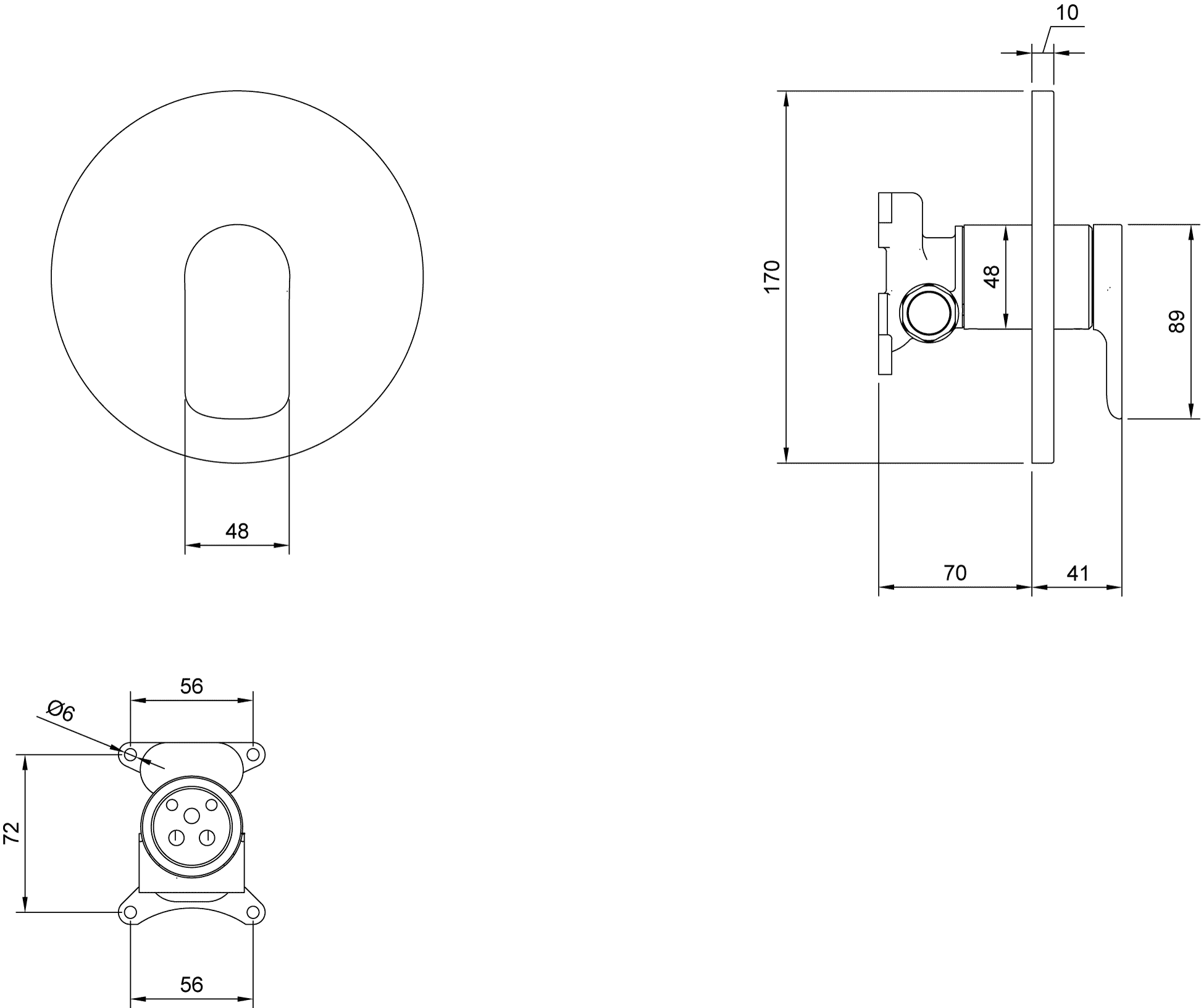Einhand-Unterputz-Armatur „O.novo“ 4,1 cm in Chrom Einhand-Unterputz-Armatur „O.novo“ 4,1 cm in Chrom