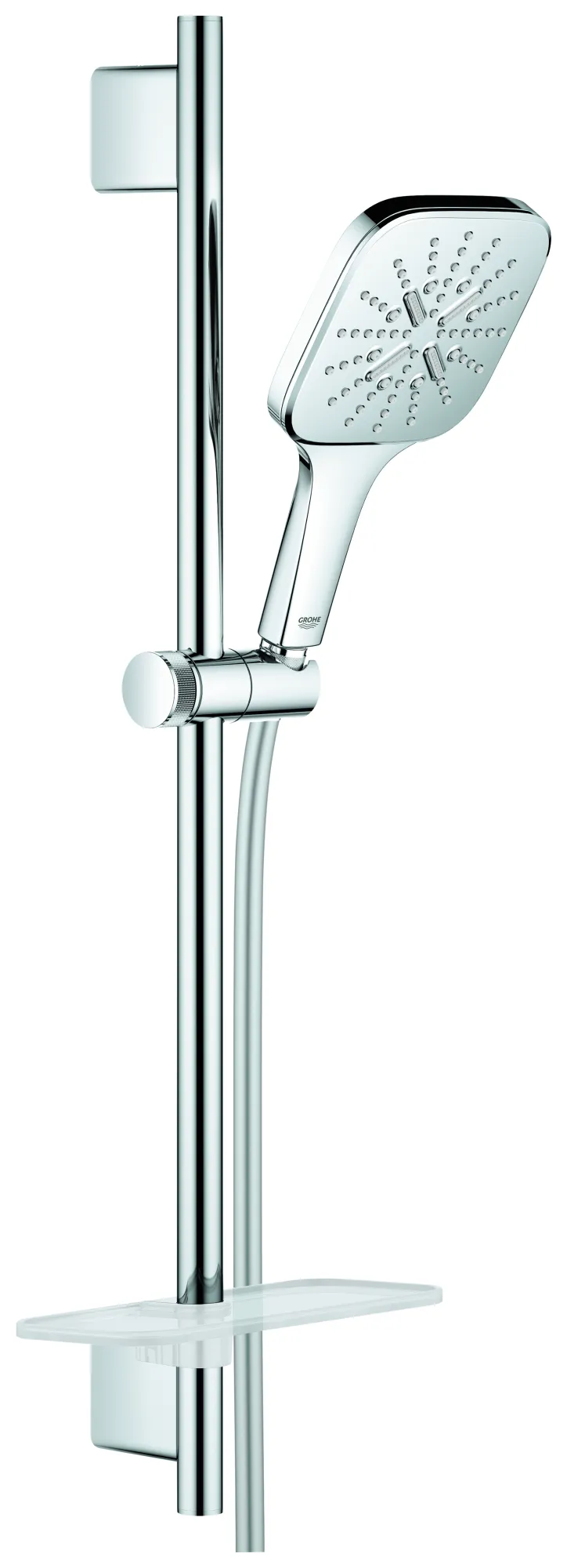 Brausestangenset Rainshower SmartActive 130 Cube 26584, 3 Strahlarten, Brausestange 600 mm, Brauseschlauch Silverflex 1.750 mm, Ablage, 9,5 l/min Durchflusskonstanthalter, chrom Brausestangenset Rainshower SmartActive 130 Cube 26584, 3 Strahlarten, Brausestange 600 mm, Brauseschlauch Silverflex 1.750 mm, Ablage, 9,5 l/min Durchflusskonstanthalter, chrom