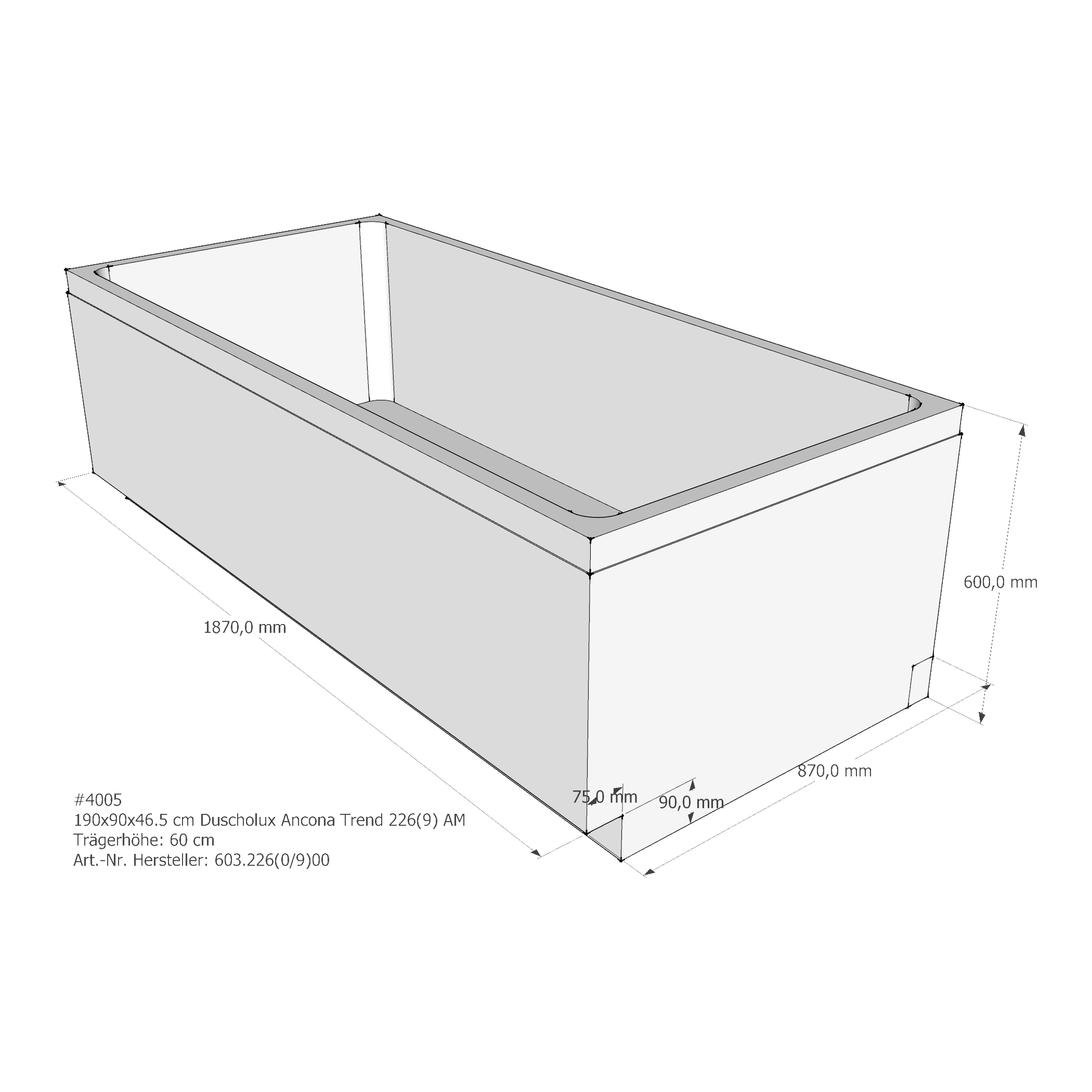 Badewannenträger für Duscholux Ancona Trend 226(9) 190 × 90 × 46,5 cm Badewannenträger für Duscholux Ancona Trend 226(9) 190 × 90 × 46,5 cm