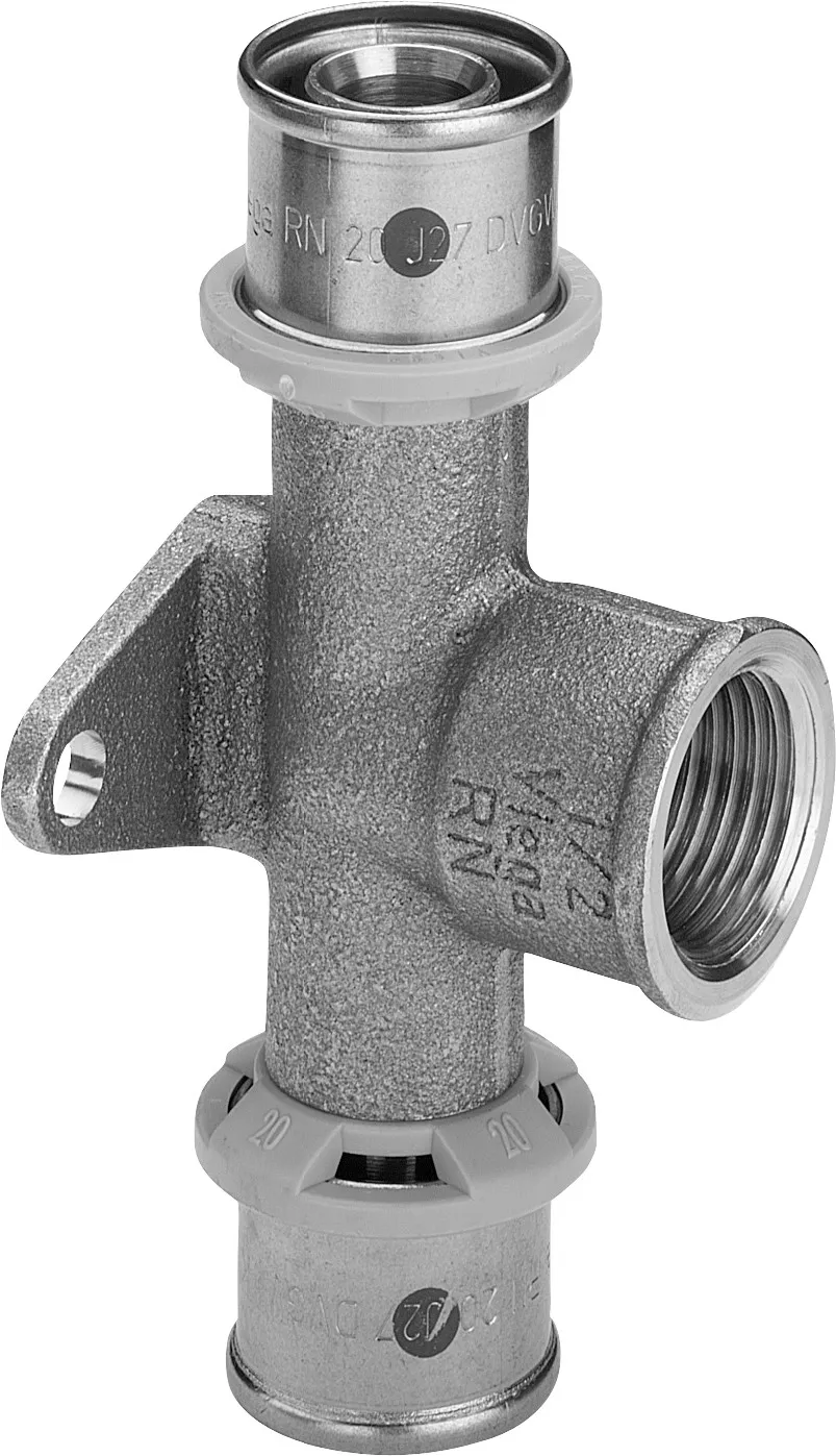 Viega „Sanfix P“ Wandscheiben- T-Stück mit 2 Muffen und Innengewinde 16 mm × 1/2″ × 16 mm Viega „Sanfix P“ Wandscheiben- T-Stück mit 2 Muffen und Innengewinde 16 mm × 1/2″ × 16 mm