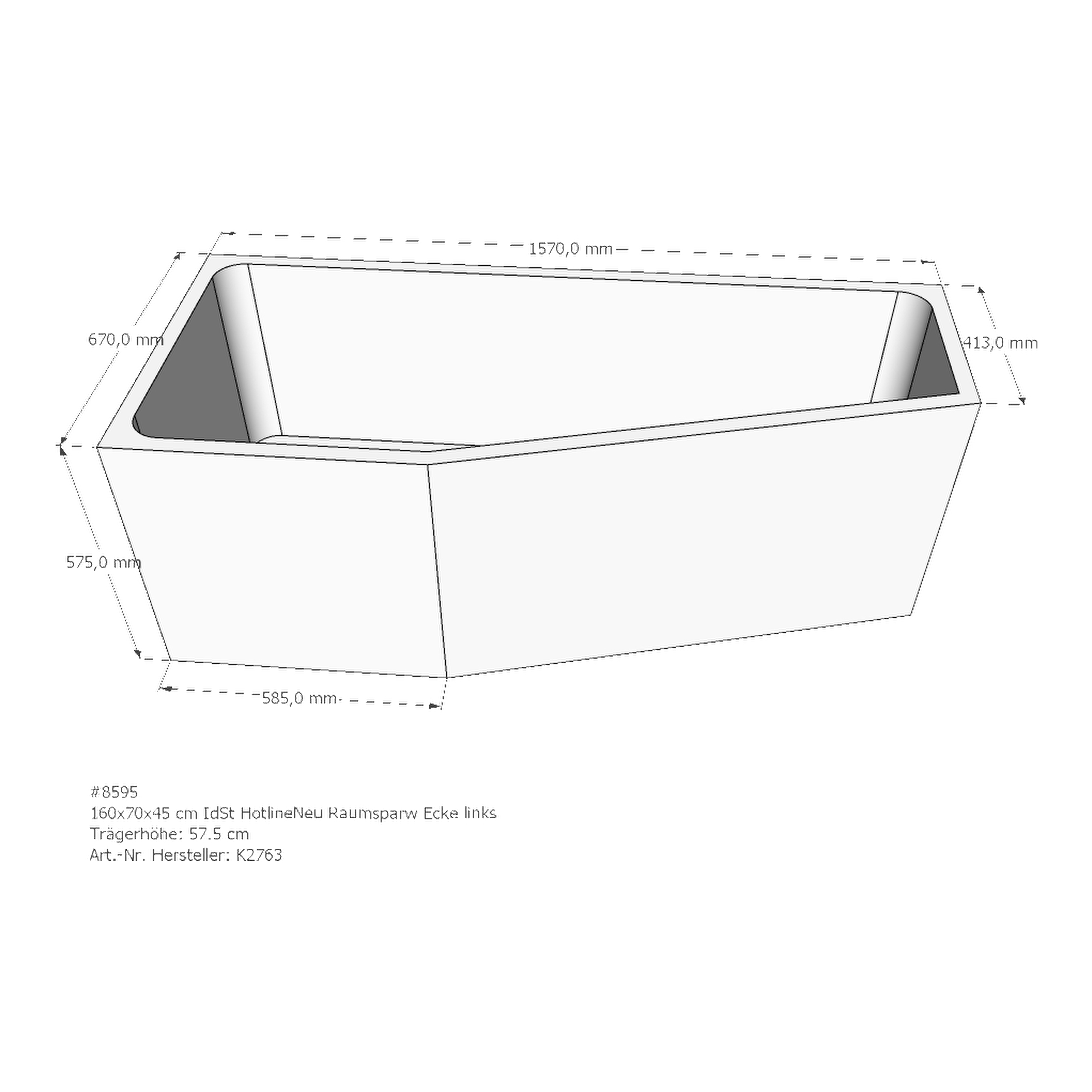 Badewannenträger für Ideal Standard HotlineNeu 160 × 70 × 40 cm