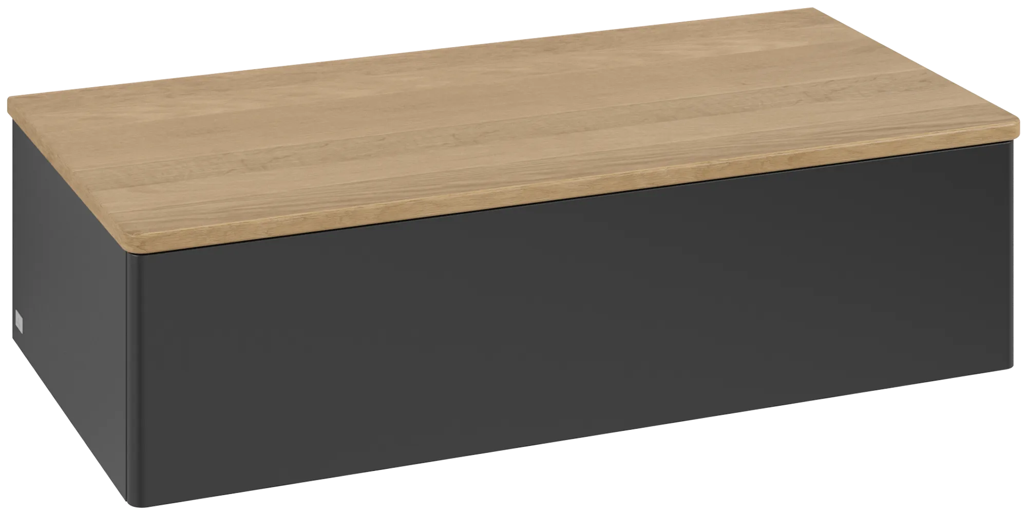 Villeroy & Boch Sideboard Antao K40, 1000x268x500 mm, Black Matt Lacquer, Honey Oak Abdeckplatte, mit SoftClosing und Push-to-open Funktion