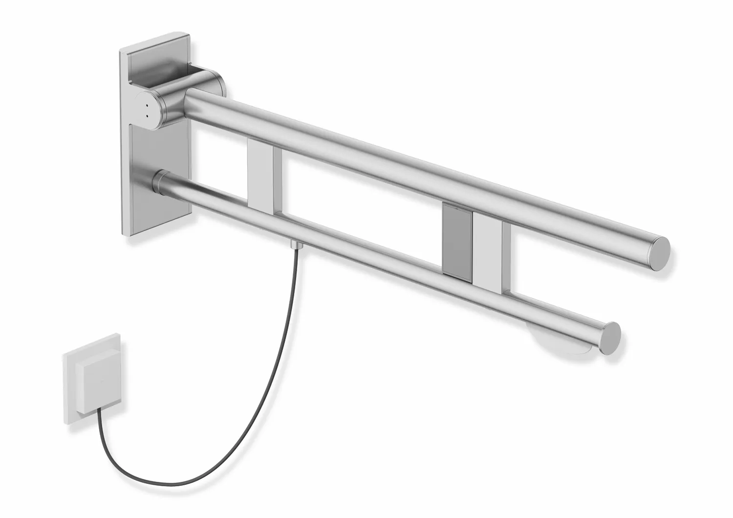 HEWI Stützklappgriff Duo, Design A, Edelstahl, schliff, Ausladung 700 mm, E-Ausführung HEWI Stützklappgriff Duo, Design A, Edelstahl, schliff, Ausladung 700 mm, E-Ausführung