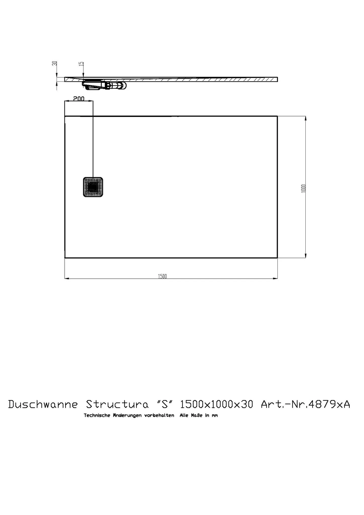 Duschwanne Structura ″S″ 1500x1000x30 in gesoftete Schieferoptik, mit Antirutsch B, Material Solique, Weiß Duschwanne Structura ″S″ 1500x1000x30 in gesoftete Schieferoptik, mit Antirutsch B, Material Solique, Weiß