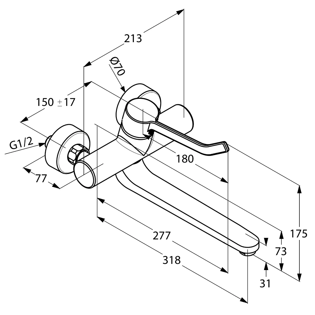 Kludi PROVITA Wandarmatur-EHM DN 15, chrom
