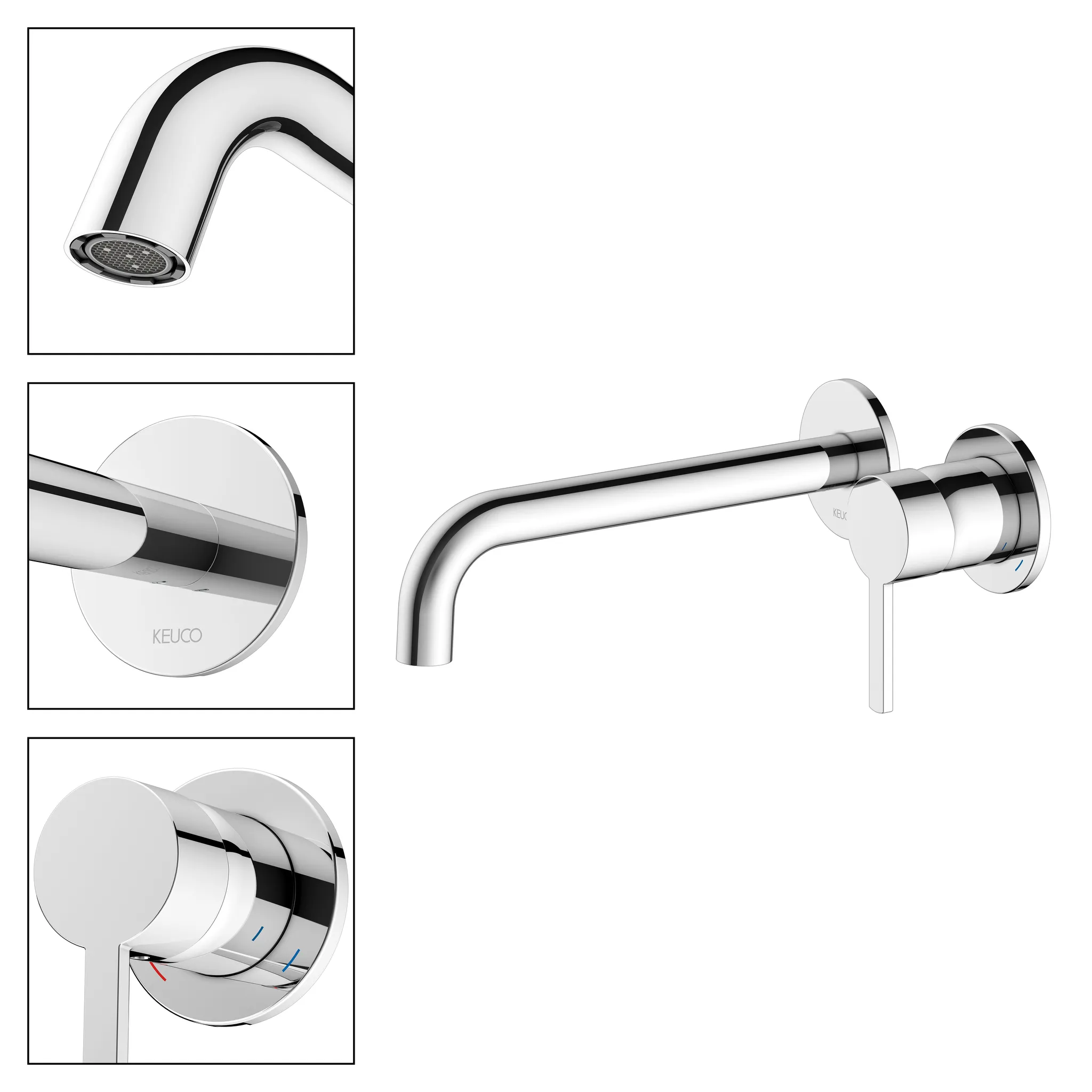 Plan blue Einhebel-Waschtischmischer UP für Wandmontage Ausladung 225 mm verchromt Plan blue Einhebel-Waschtischmischer UP für Wandmontage Ausladung 225 mm verchromt