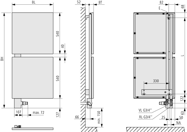 Kermi Design-Heizkörper „Signo®“ Ausführung: links 54 × 66,7 cm in Weiß