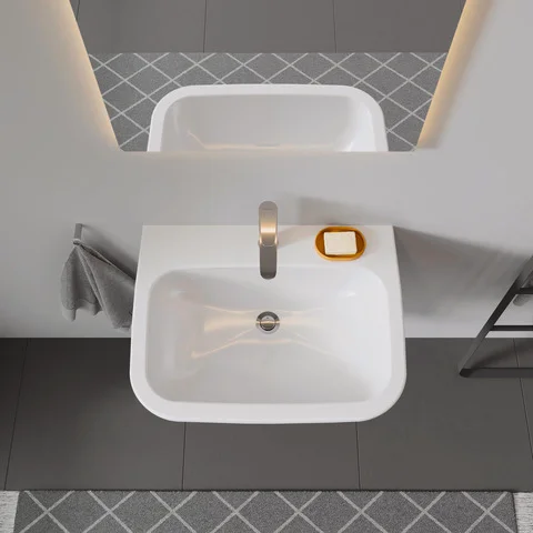 Wandwaschtisch „D-Code“, mit Überlauf 65 × 50 cm Wandwaschtisch „D-Code“, mit Überlauf 65 × 50 cm