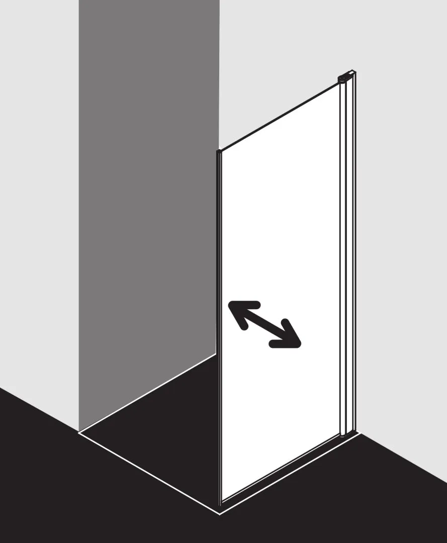 Kermi bewegliche Seitenwand rechts für Ecke „Diga“ Glas Klar, Profile Silber Hochglanz, BV: 680 - 700 mm GAK: 665 - 685 mm WE: 690 - 710 mm H: 1850 mm