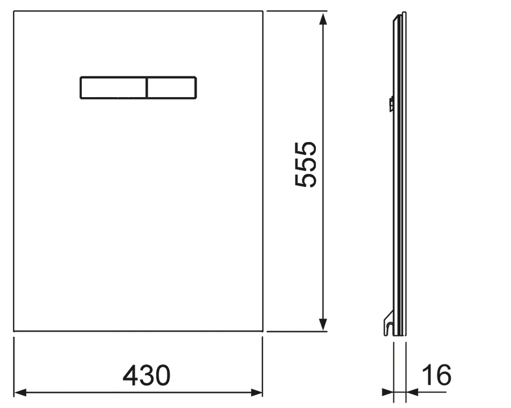 TECElux Betätigungsglasplatte manuell Glas weiß, Tasten weiß