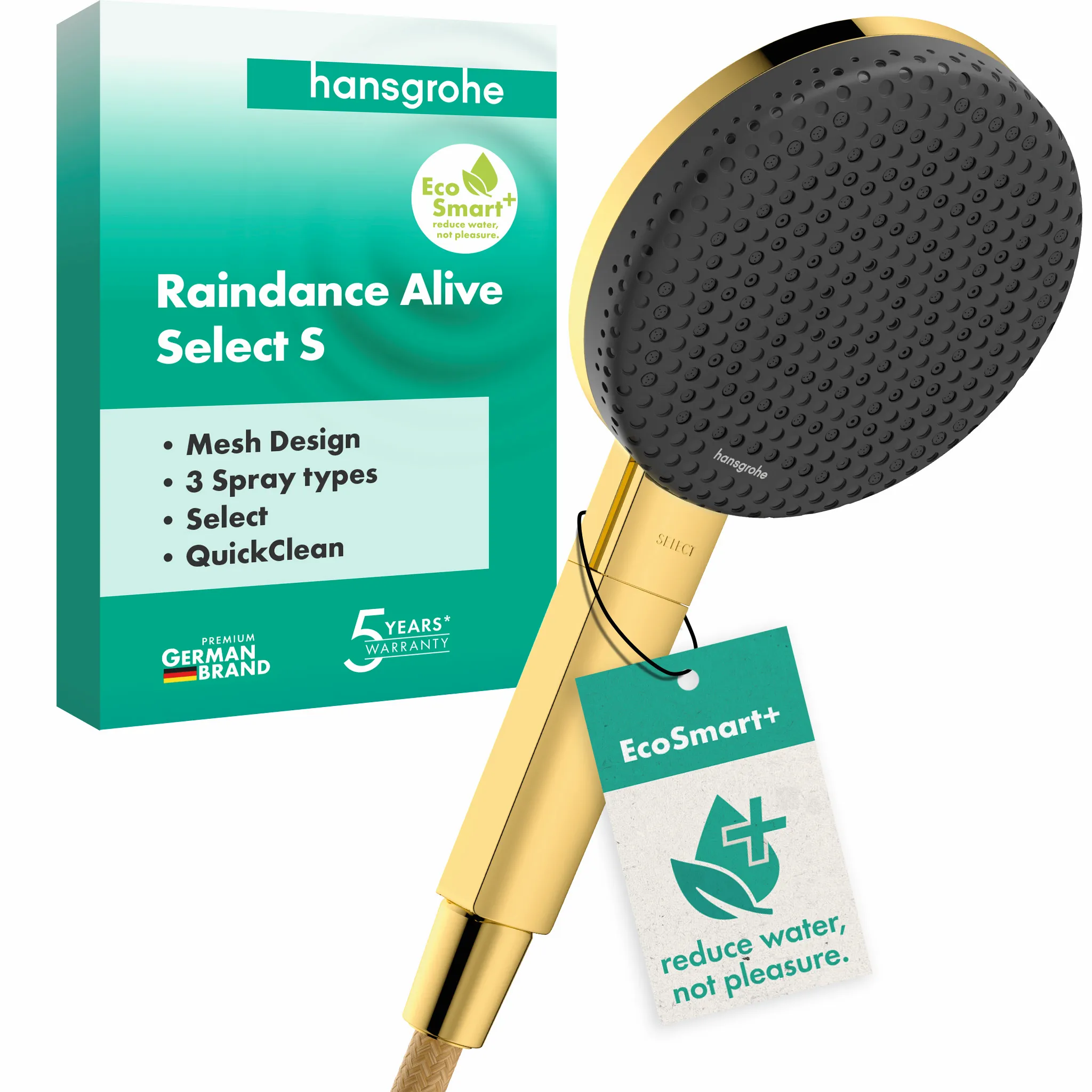 Handbrause „Raindance Alive Select“ 0 l/min in Polished Gold Optic Handbrause „Raindance Alive Select“ 0 l/min in Polished Gold Optic