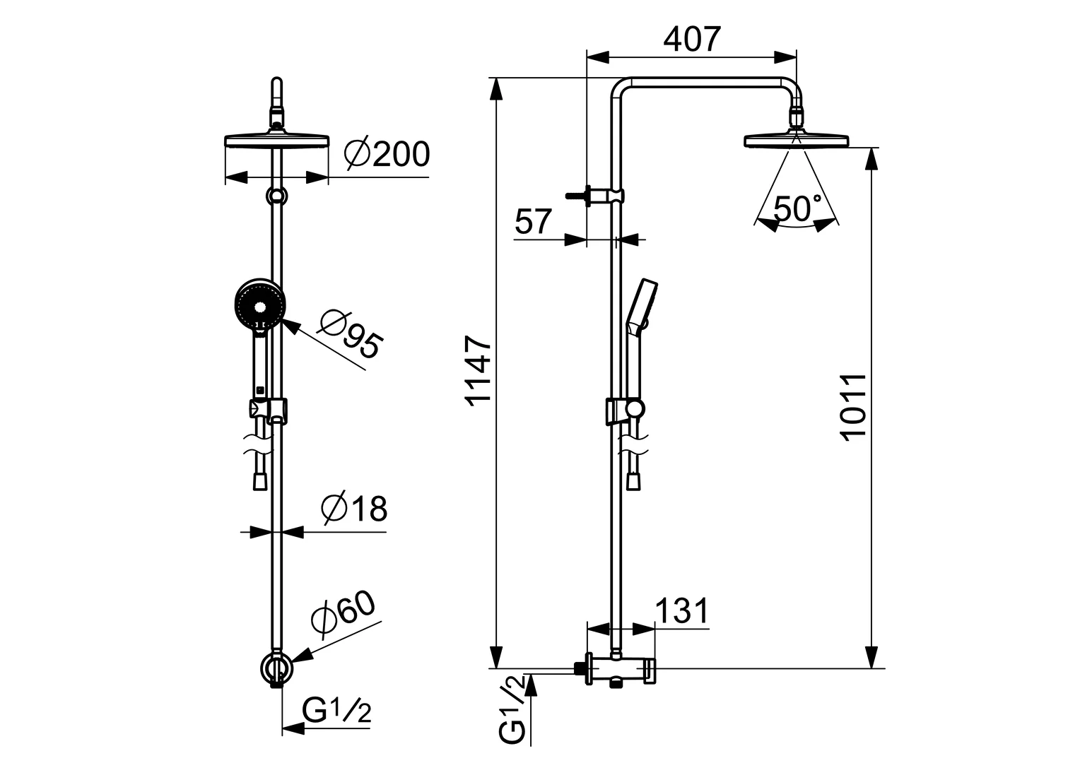HansaBASICJET Kopfbrause Set 4439 3-strahlig Ausladung 407 mm DN 15 Chrom HansaBASICJET Kopfbrause Set 4439 3-strahlig Ausladung 407 mm DN 15 Chrom
