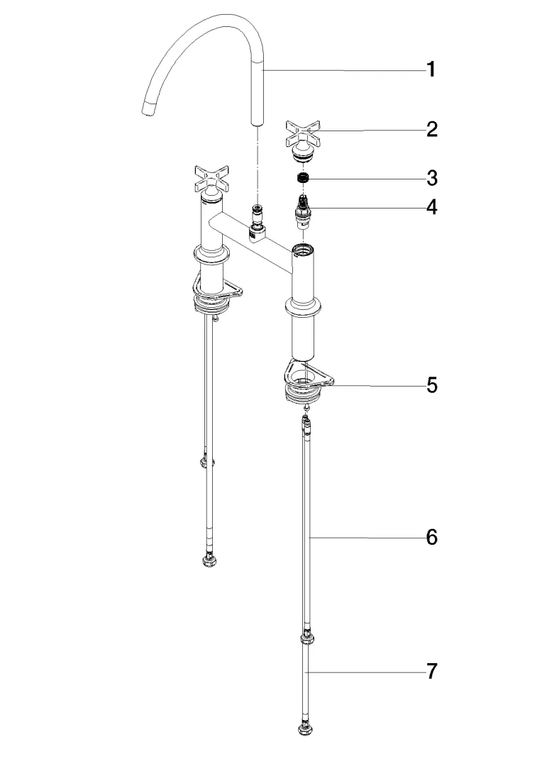 Zweiloch-Brückenbatterie für Spül-/ Profibrause VAIA Chrom 19825809