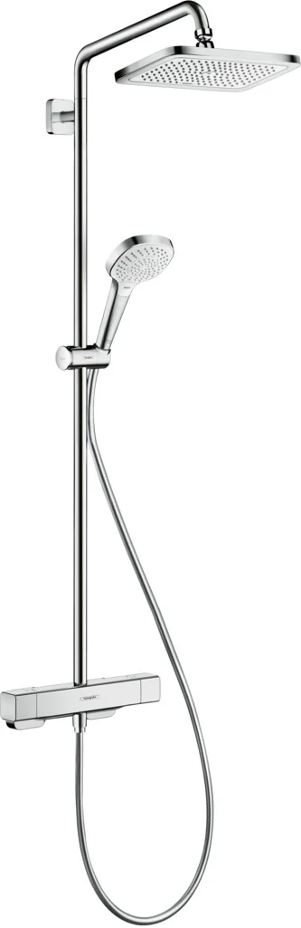 Hansgrohe Croma E Showerpipe EcoSmart, Chrom, 1 Strahl, 9 l/min, Thermostat, Aufputzinstallation Hansgrohe Croma E Showerpipe EcoSmart, Chrom, 1 Strahl, 9 l/min, Thermostat, Aufputzinstallation